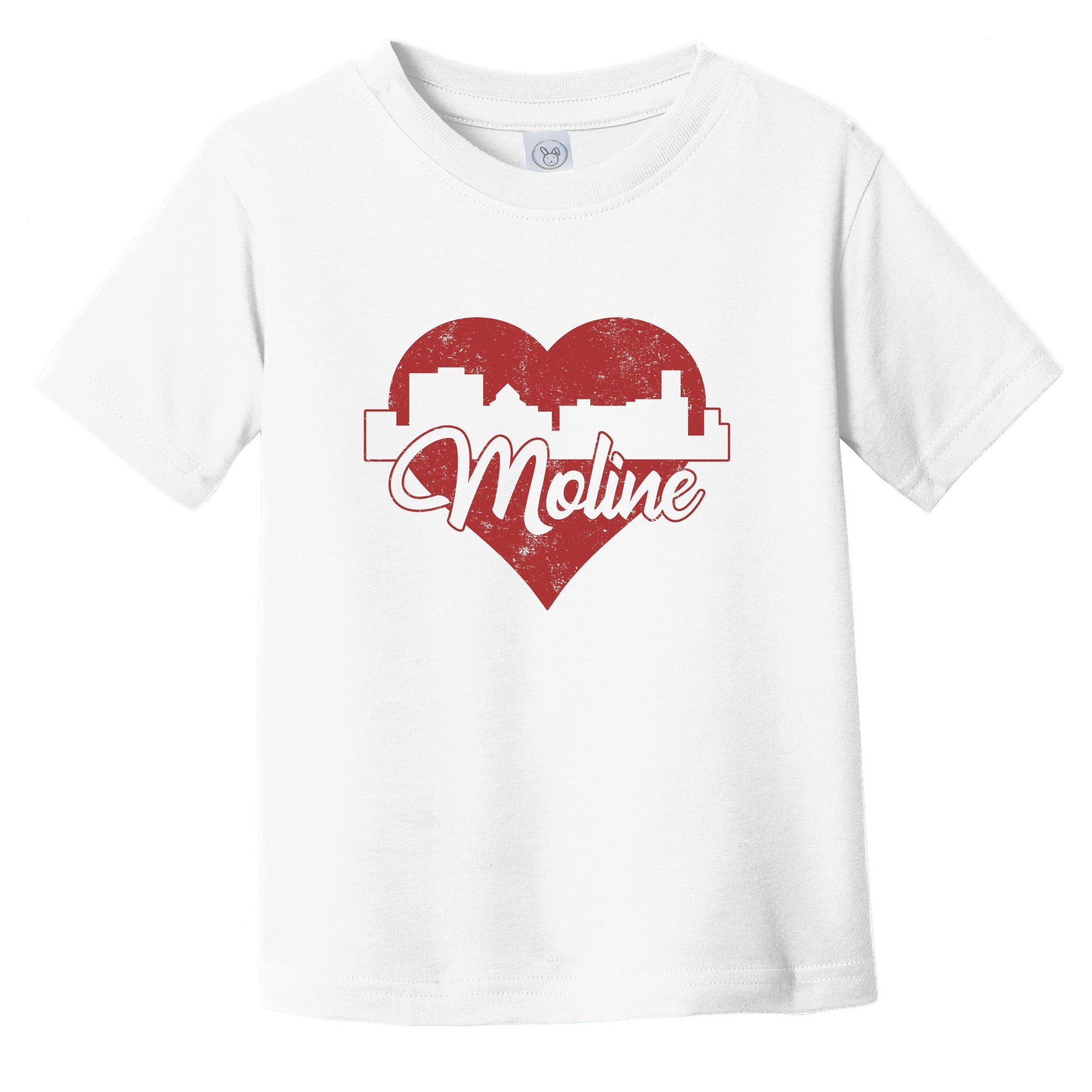 Retro Moline Illinois Skyline Red Heart Infant Toddler T-Shirt