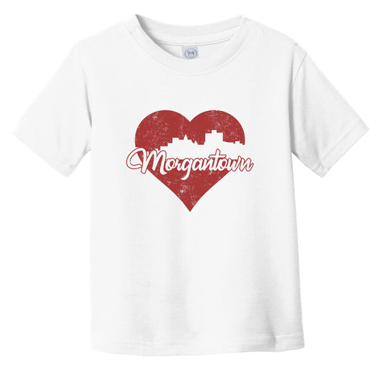 Retro Morgantown West Virginia Skyline Red Heart Infant Toddler T-Shirt