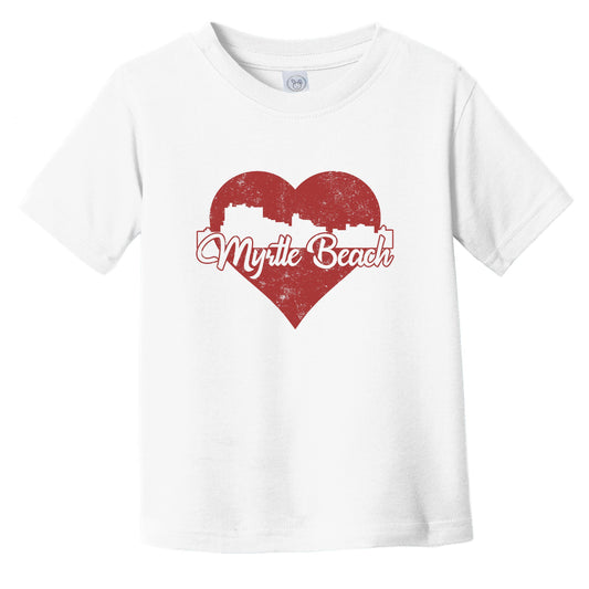 Retro Myrtle Beach South Carolina Skyline Red Heart Infant Toddler T-Shirt