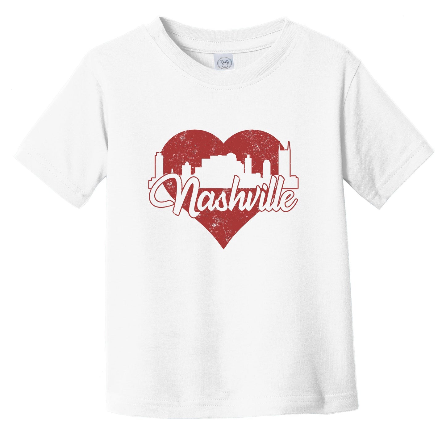 Retro Nashville Tennessee Skyline Red Heart Infant Toddler T-Shirt