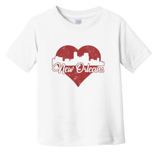 Retro New Orleans Louisiana Skyline Red Heart Infant Toddler T-Shirt