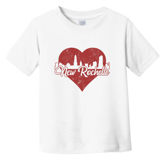 Retro New Rochelle New York Skyline Red Heart Infant Toddler T-Shirt