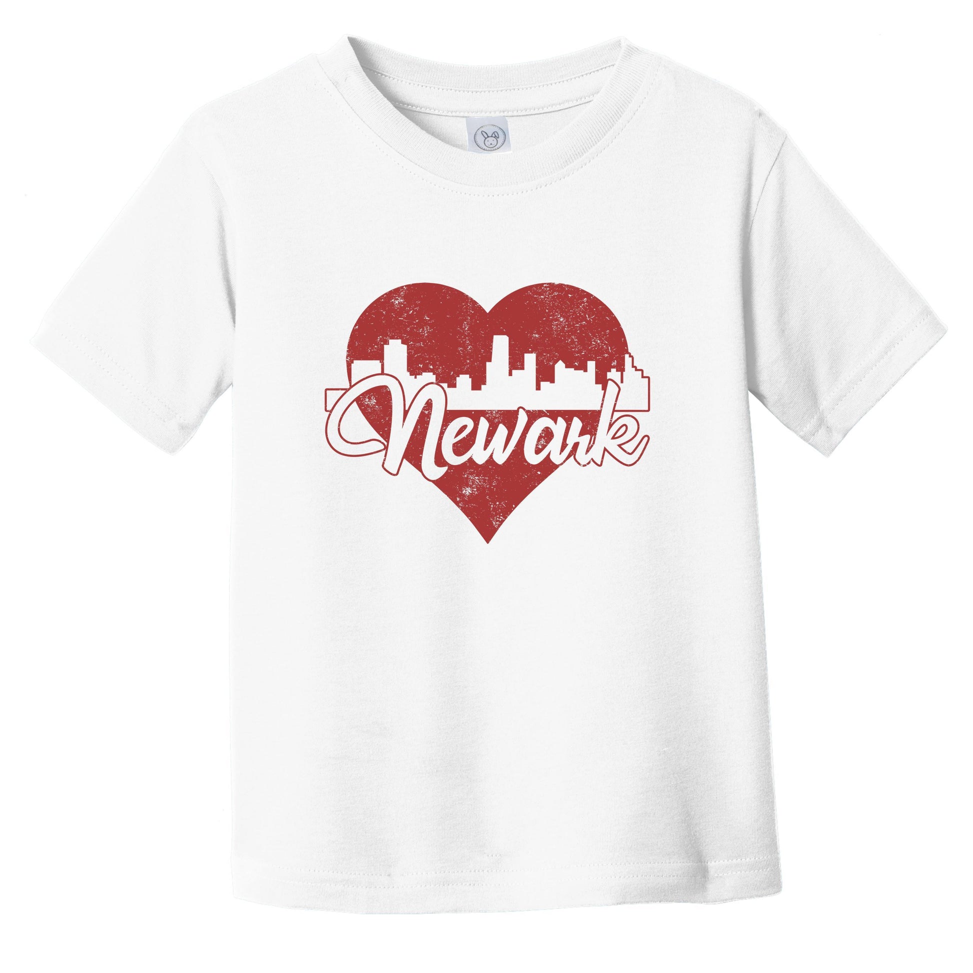 Retro Newark New Jersey Skyline Red Heart Infant Toddler T-Shirt