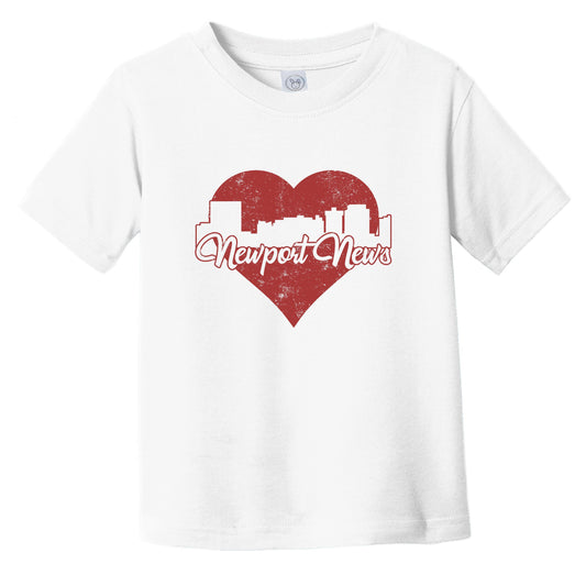 Retro Newport News Virginia Skyline Red Heart Infant Toddler T-Shirt