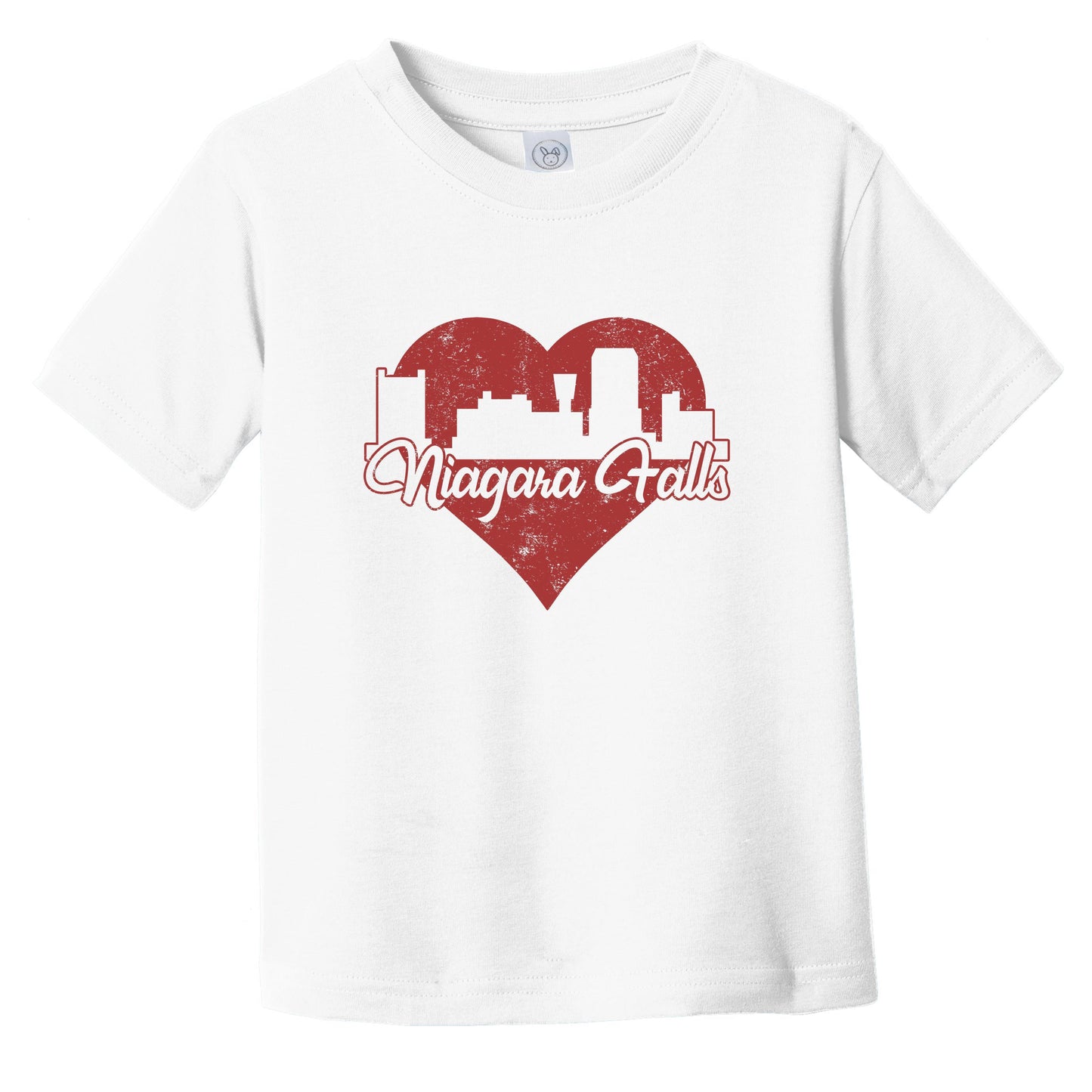 Retro Niagara Falls New York Skyline Red Heart Infant Toddler T-Shirt