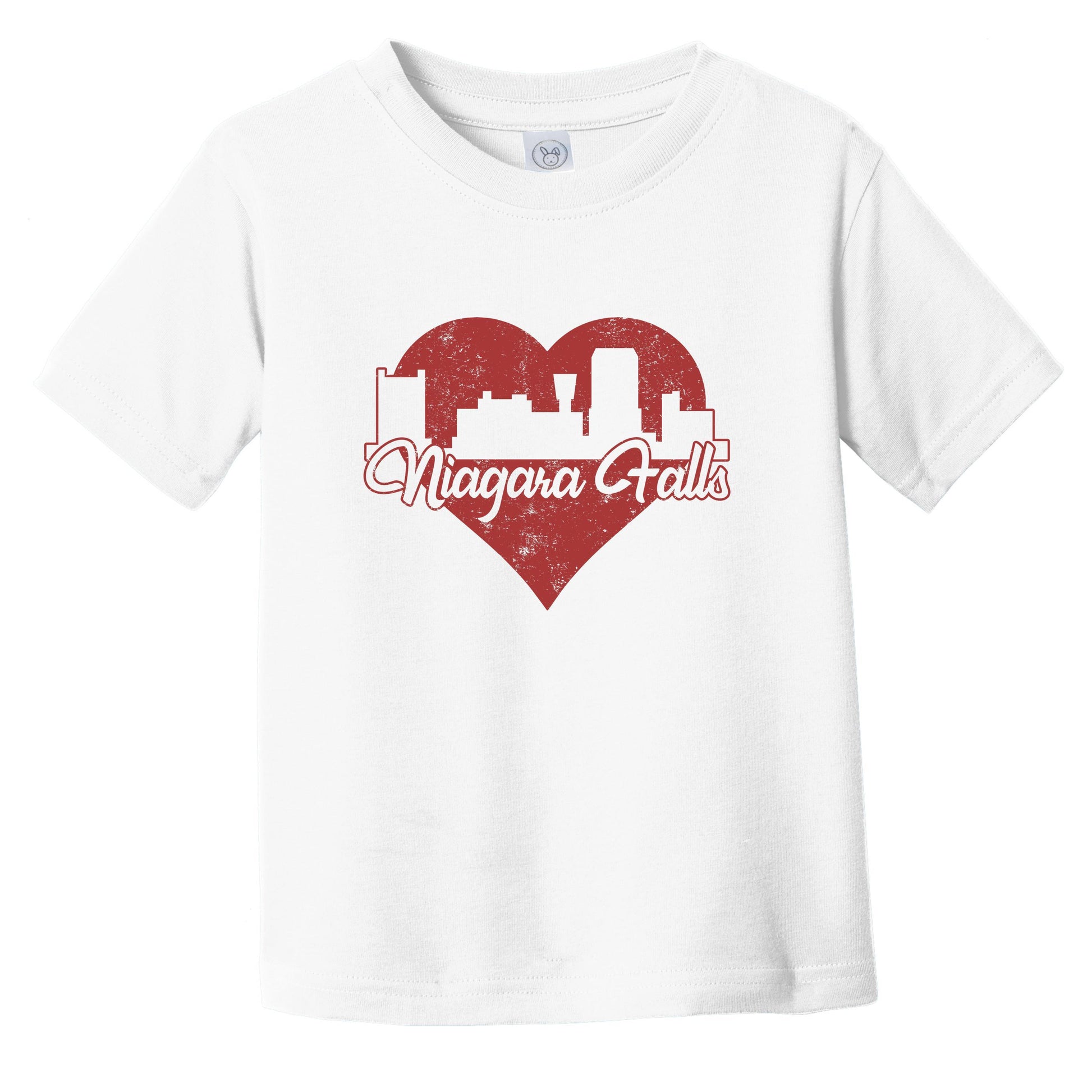Retro Niagara Falls New York Skyline Red Heart Infant Toddler T-Shirt