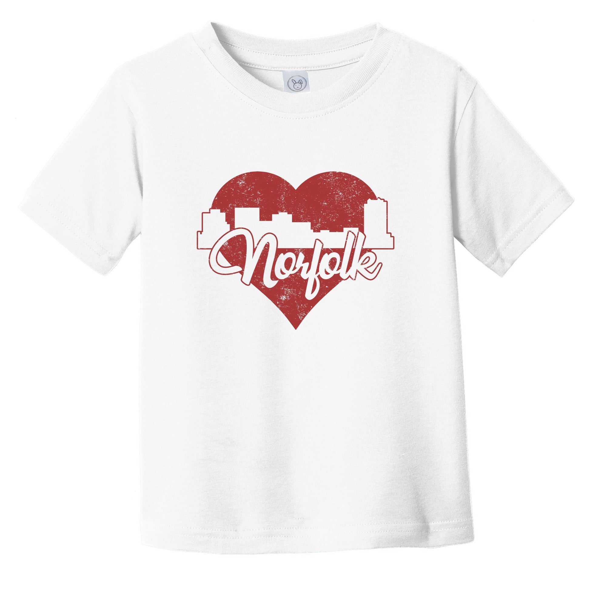 Retro Norfolk Virginia Skyline Red Heart Infant Toddler T-Shirt
