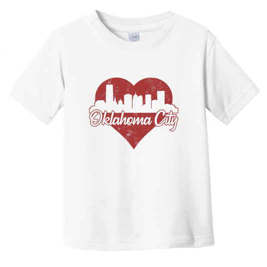 Retro Oklahoma City Skyline Red Heart Infant Toddler T-Shirt