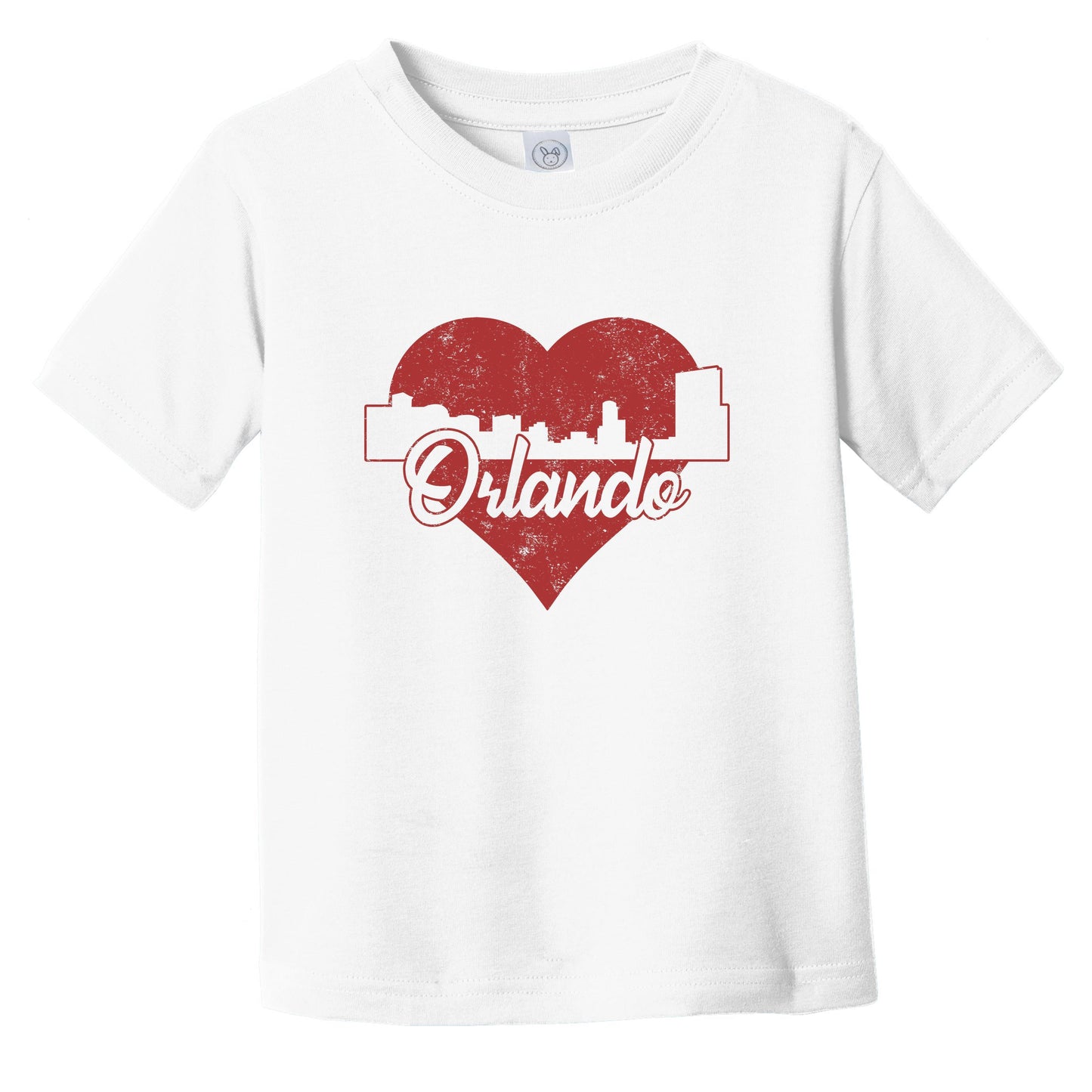 Retro Orlando Florida Skyline Red Heart Infant Toddler T-Shirt