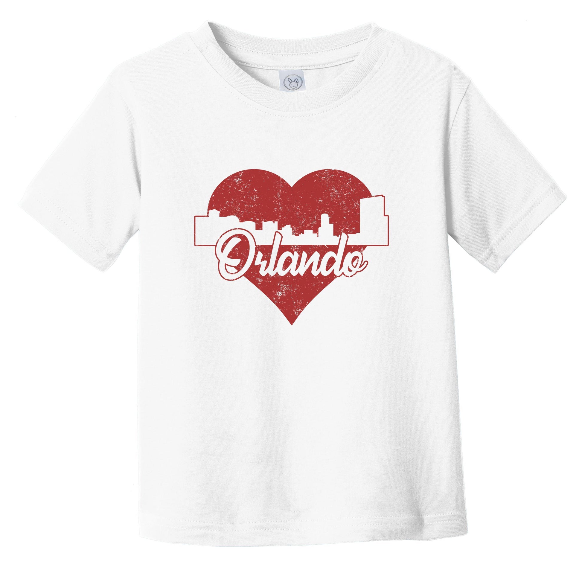 Retro Orlando Florida Skyline Red Heart Infant Toddler T-Shirt
