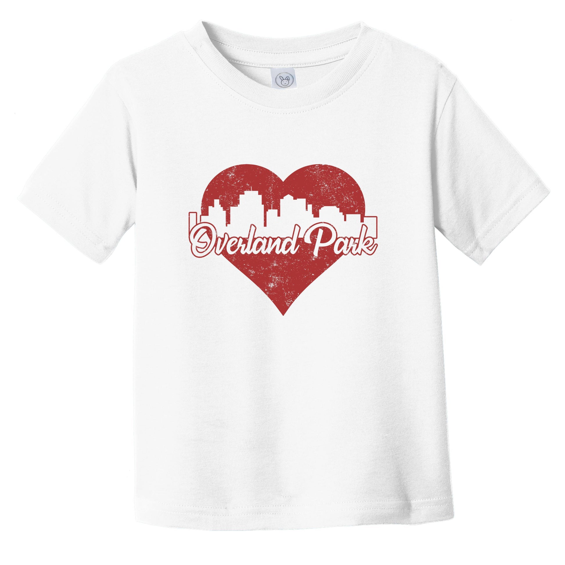 Retro Overland Park Kansas Skyline Red Heart Infant Toddler T-Shirt