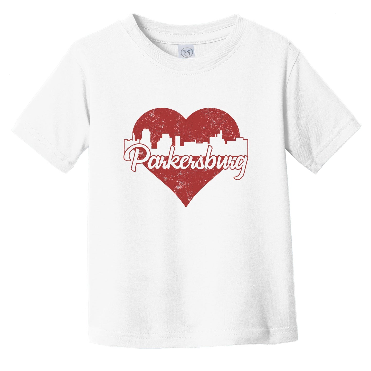 Retro Parkersburg West Virginia Skyline Red Heart Infant Toddler T-Shirt