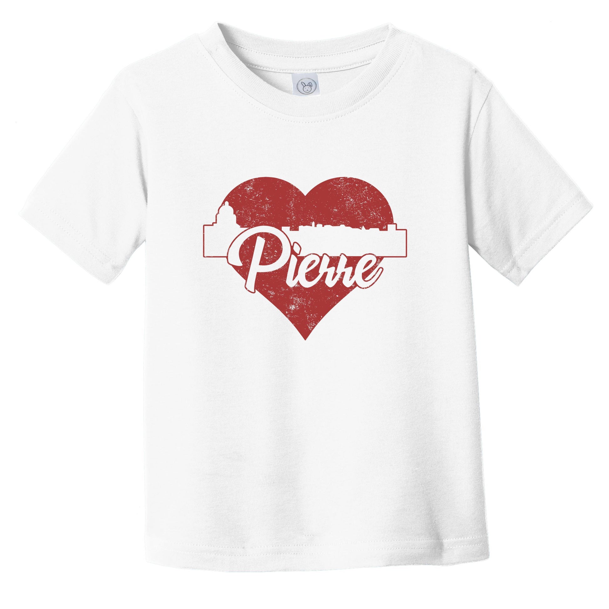 Retro Pierre South Dakota Skyline Red Heart Infant Toddler T-Shirt