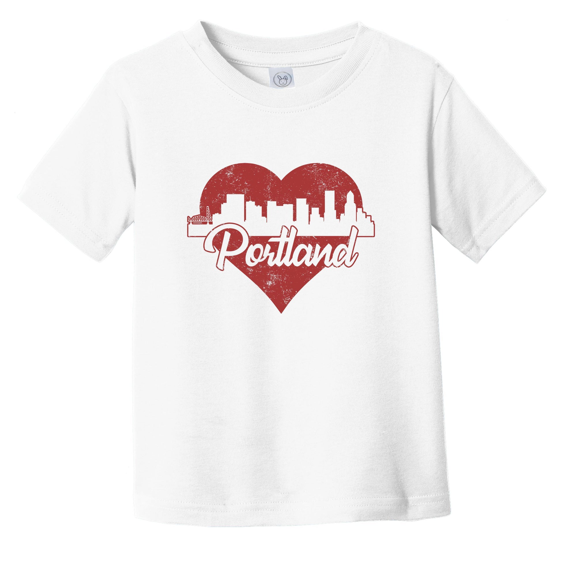 Retro Portland Oregon Skyline Red Heart Infant Toddler T-Shirt