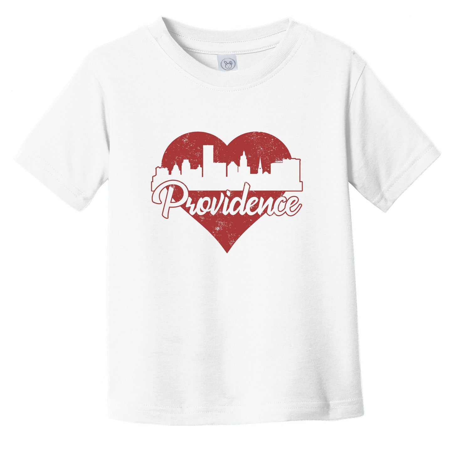Retro Providence Rhode Island Skyline Red Heart Infant Toddler T-Shirt