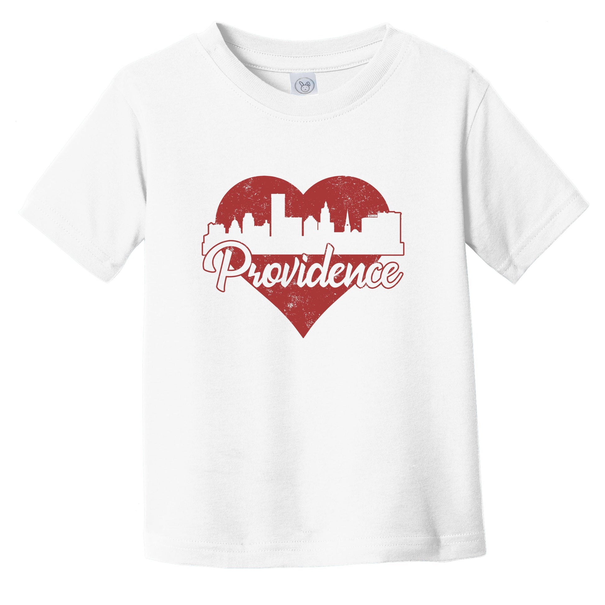 Retro Providence Rhode Island Skyline Red Heart Infant Toddler T-Shirt