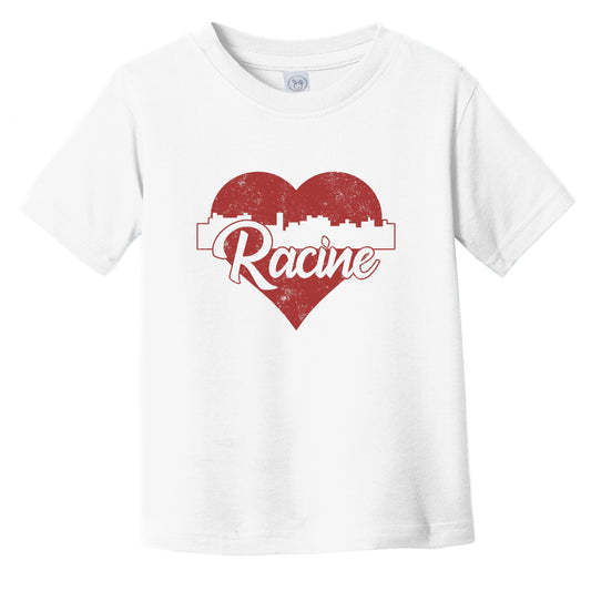 Retro Racine Wisconsin Skyline Red Heart Infant Toddler T-Shirt
