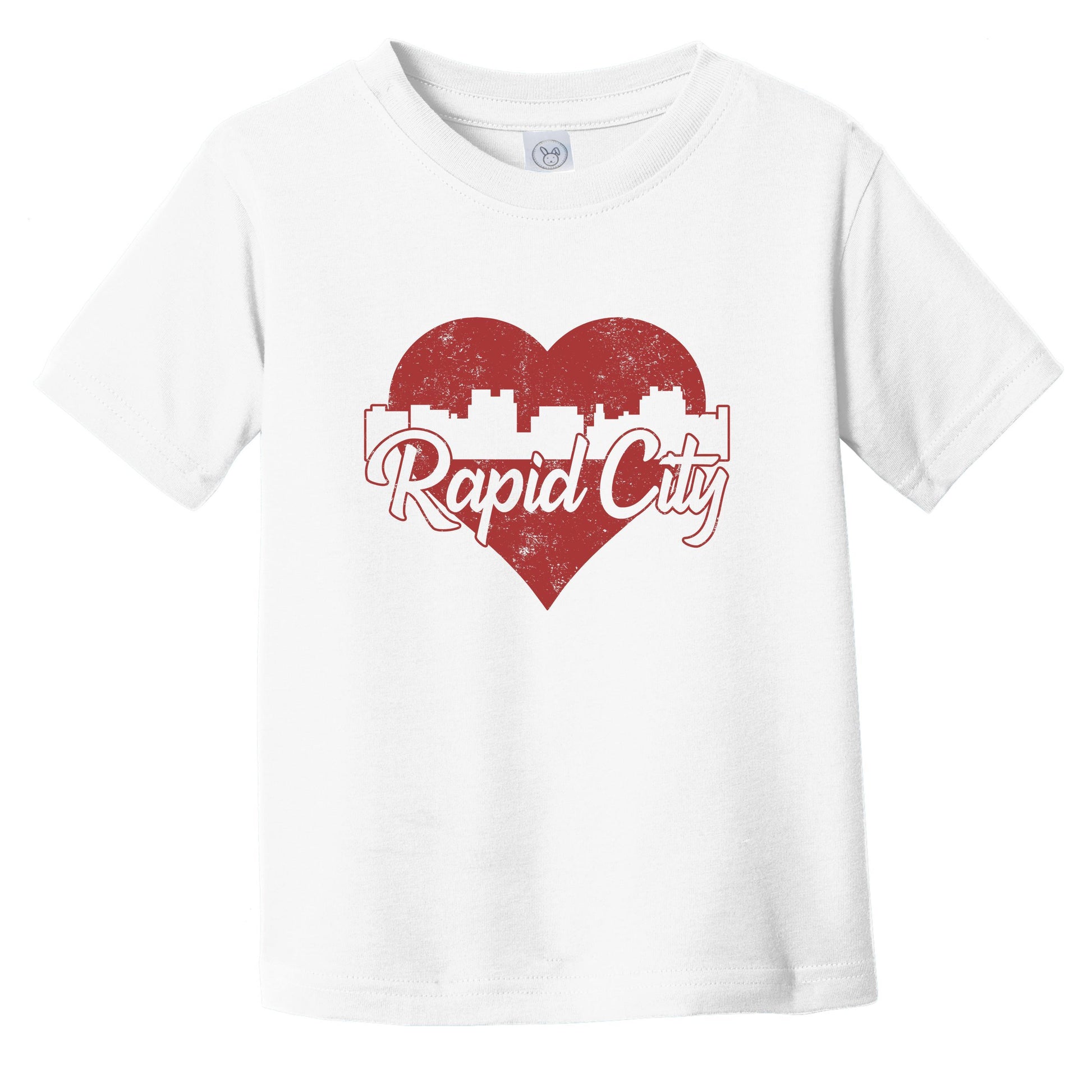 Retro Rapid City South Dakota Skyline Red Heart Infant Toddler T-Shirt