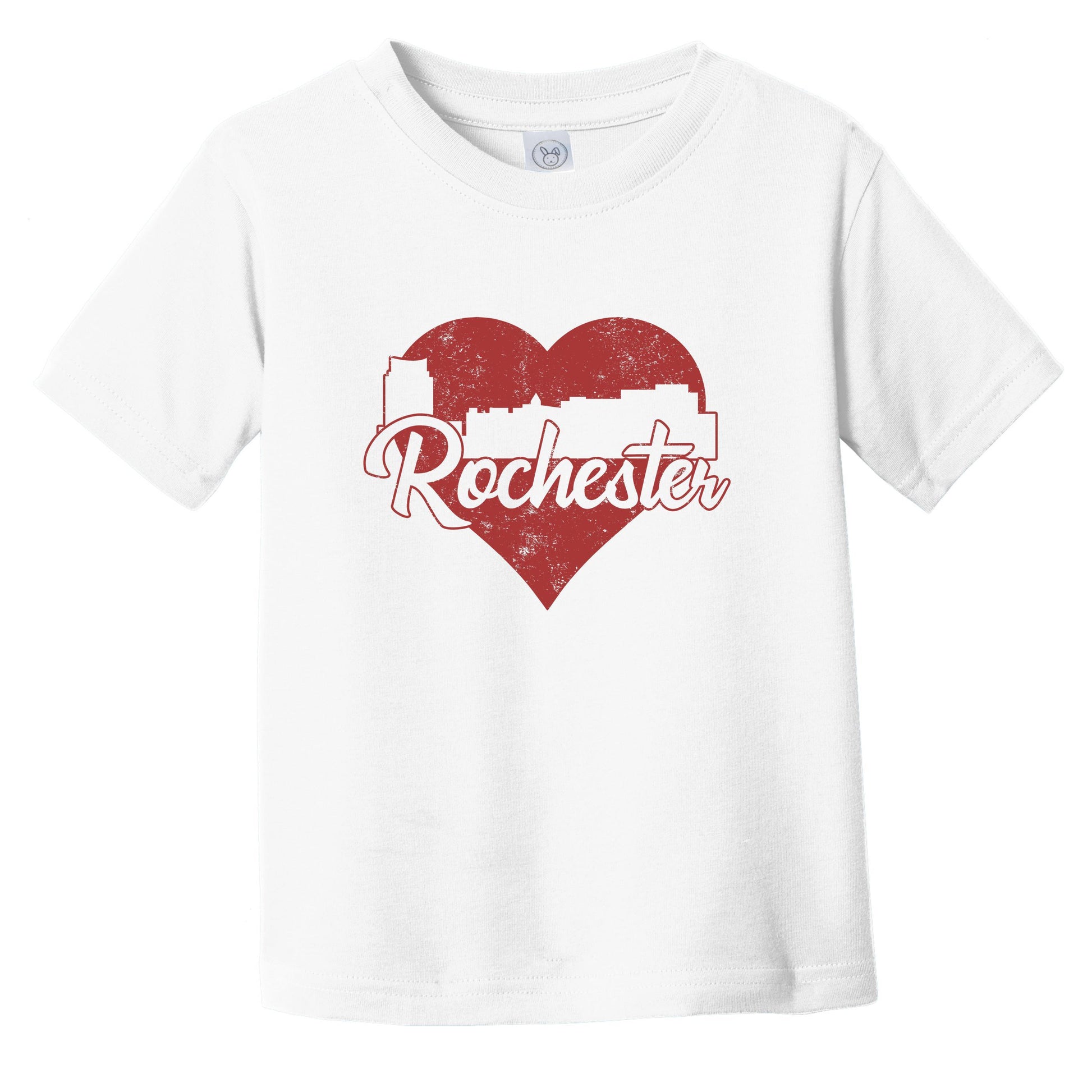 Retro Rochester Minnesota Skyline Red Heart Infant Toddler T-Shirt