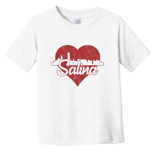 Retro Salina Kansas Skyline Red Heart Infant Toddler T-Shirt