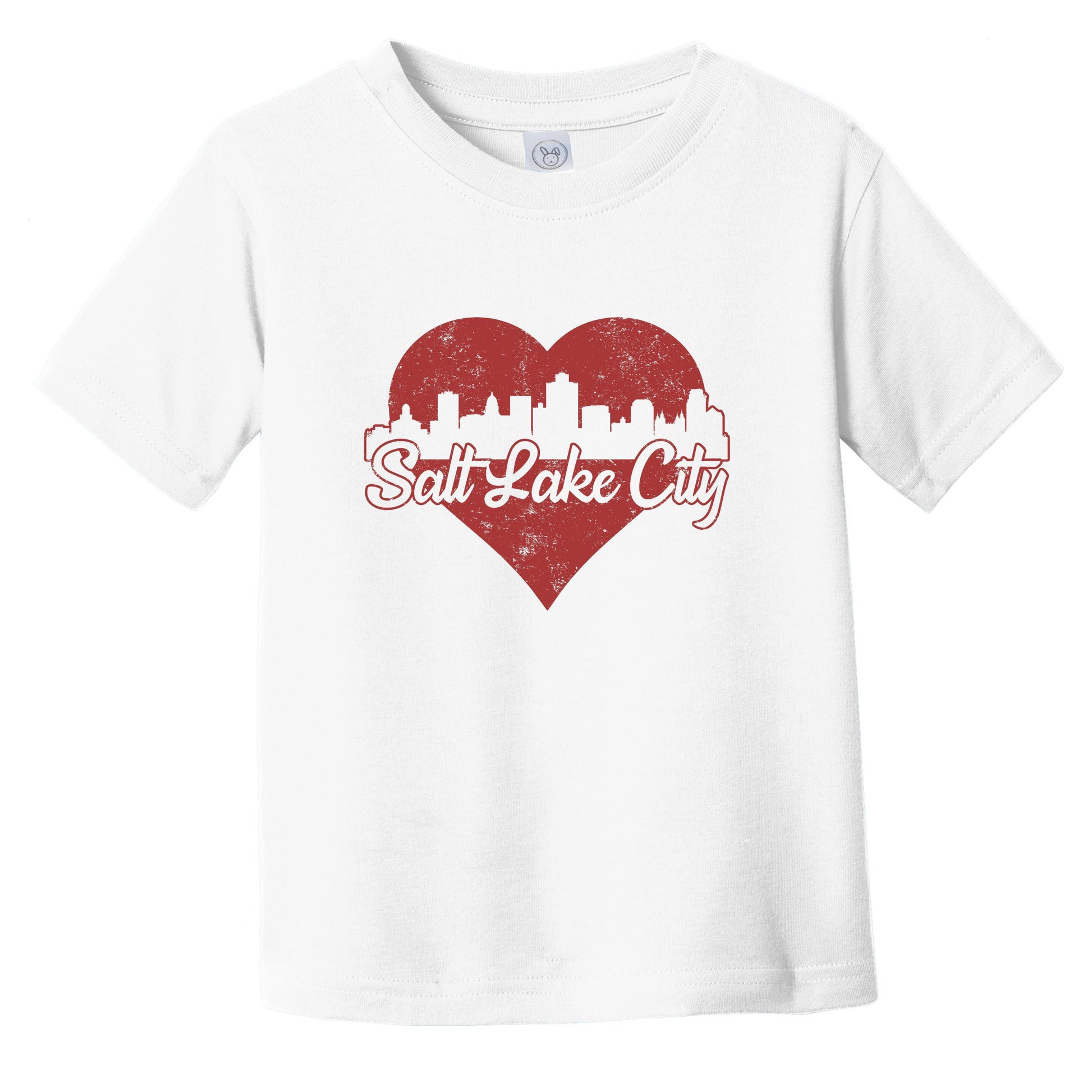 Retro Salt Lake City Utah Skyline Red Heart Infant Toddler T-Shirt