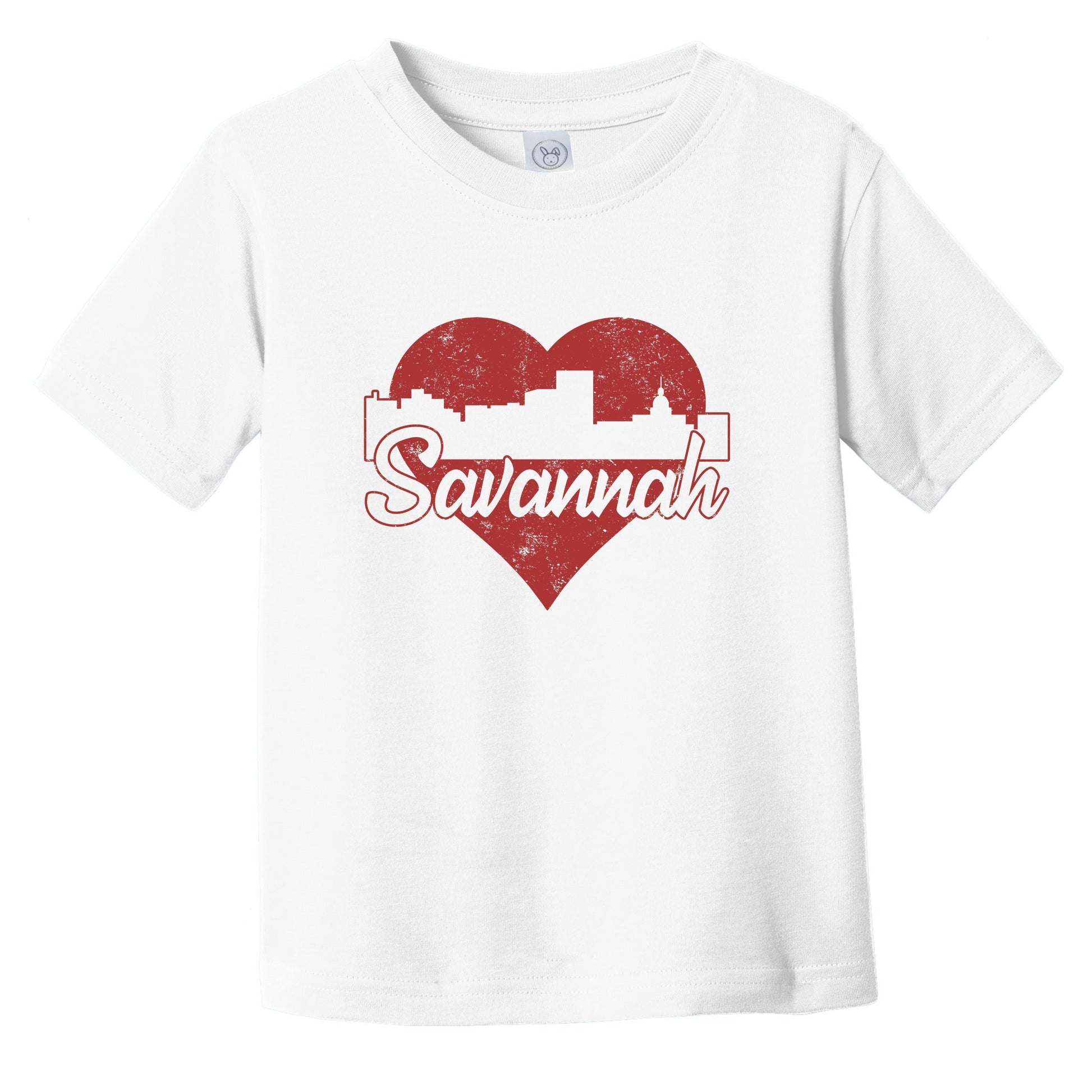 Retro Savannah Georgia Skyline Red Heart Infant Toddler T-Shirt