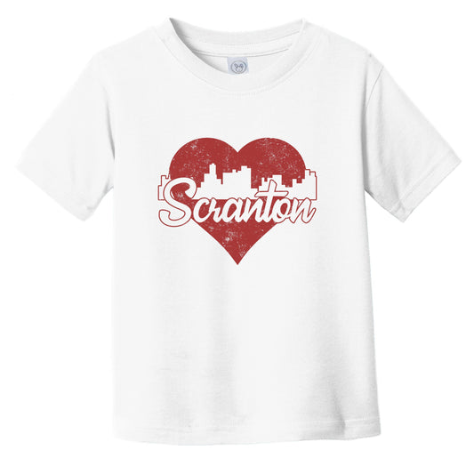 Retro Scranton Pennsylvania Skyline Red Heart Infant Toddler T-Shirt