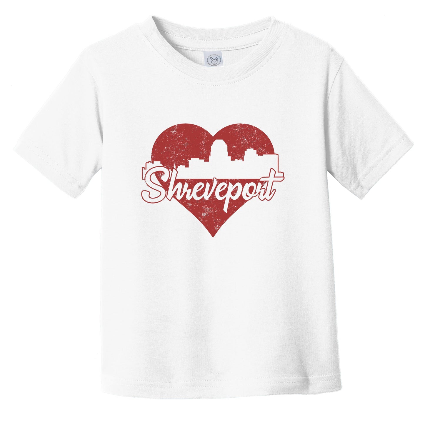 Retro Shreveport Louisiana Skyline Red Heart Infant Toddler T-Shirt