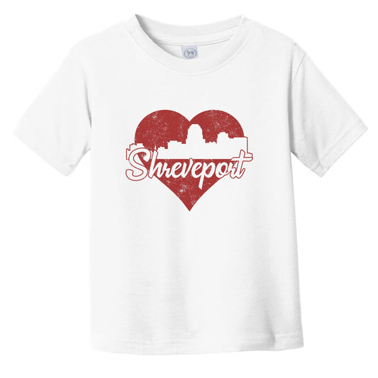 Retro Shreveport Louisiana Skyline Red Heart Infant Toddler T-Shirt