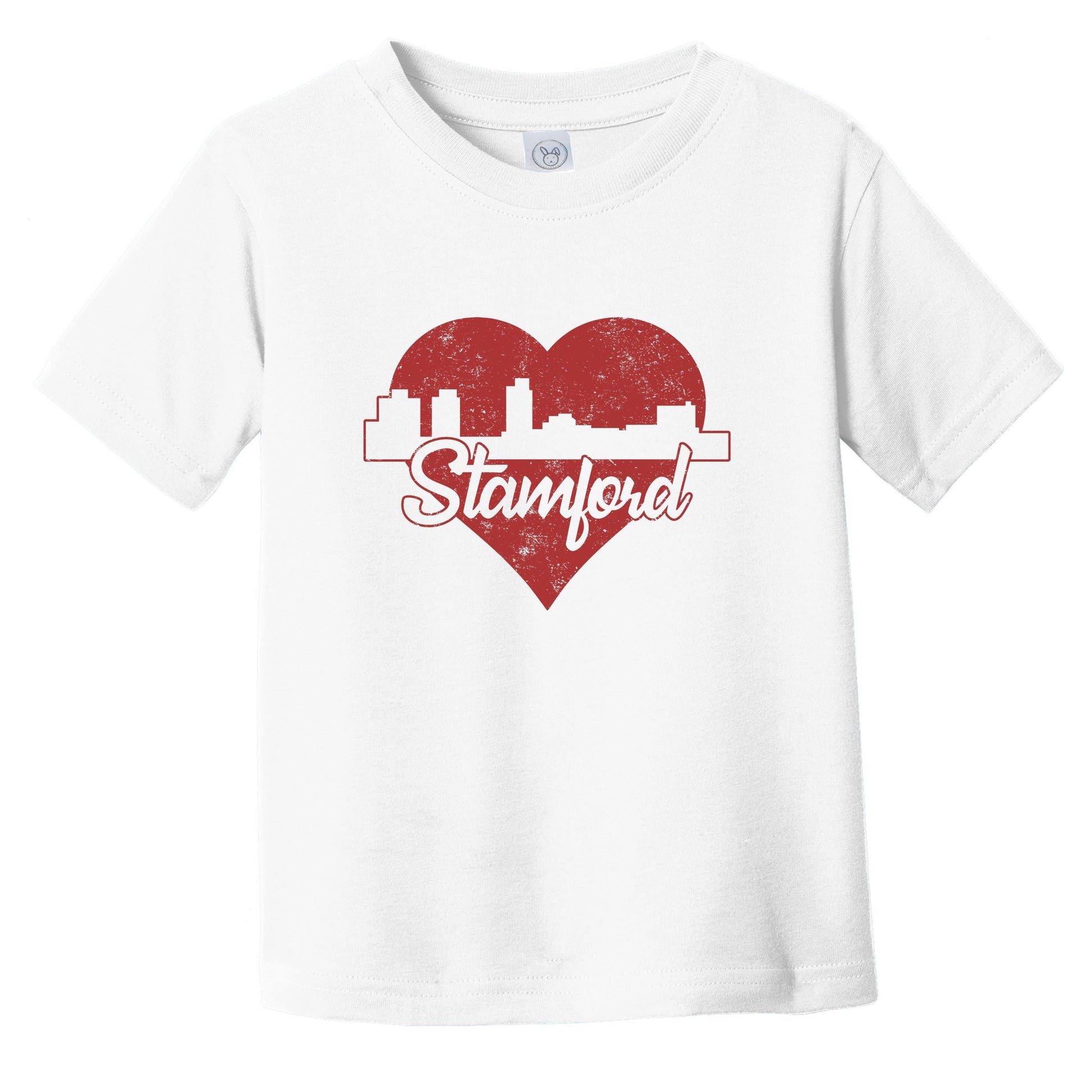 Retro Stamford Connecticut Skyline Red Heart Infant Toddler T-Shirt