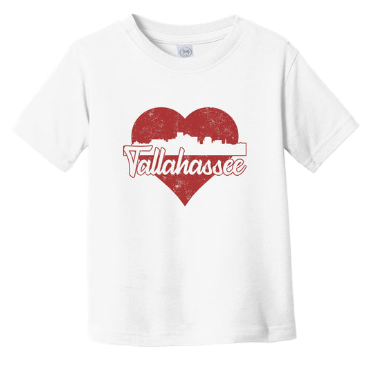 Retro Tallahassee Florida Skyline Red Heart Infant Toddler T-Shirt