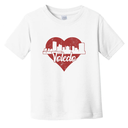 Retro Toledo Ohio Skyline Red Heart Infant Toddler T-Shirt