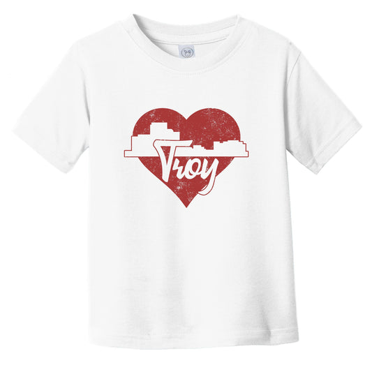 Retro Troy Michigan Skyline Red Heart Infant Toddler T-Shirt