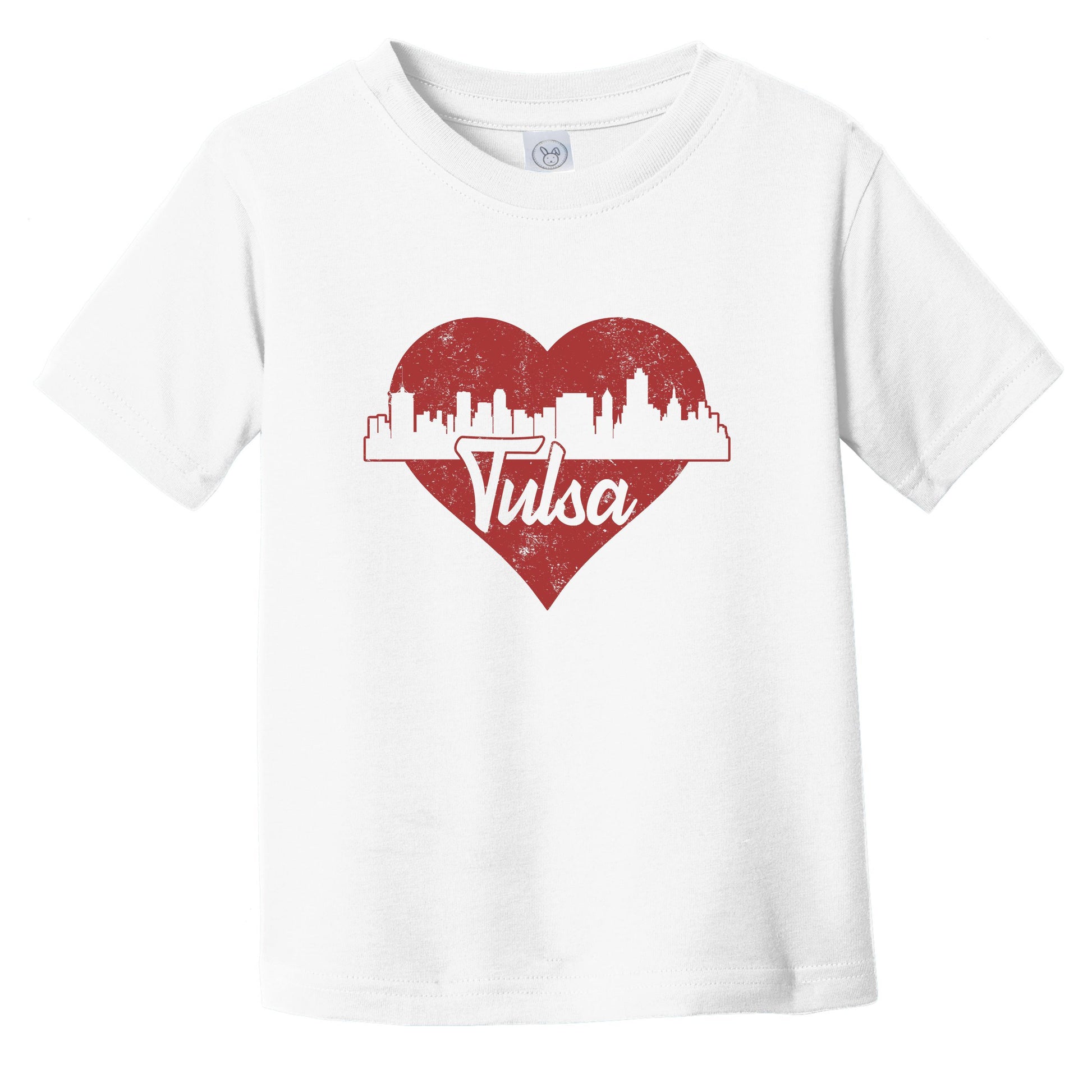 Retro Tulsa Oklahoma Skyline Red Heart Infant Toddler T-Shirt