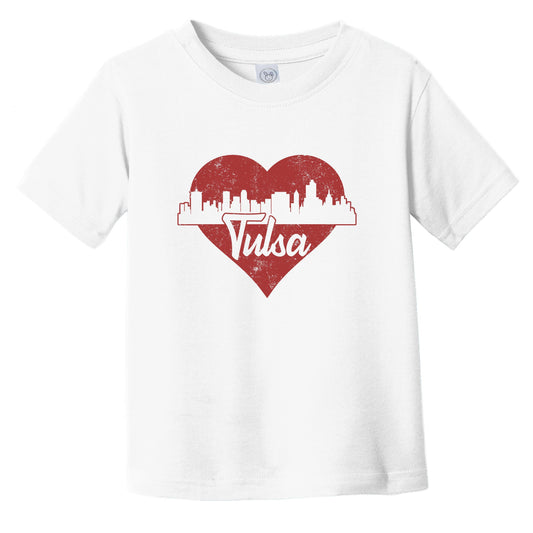 Retro Tulsa Oklahoma Skyline Red Heart Infant Toddler T-Shirt