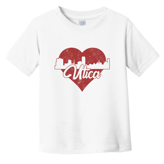 Retro Utica New York Skyline Red Heart Infant Toddler T-Shirt