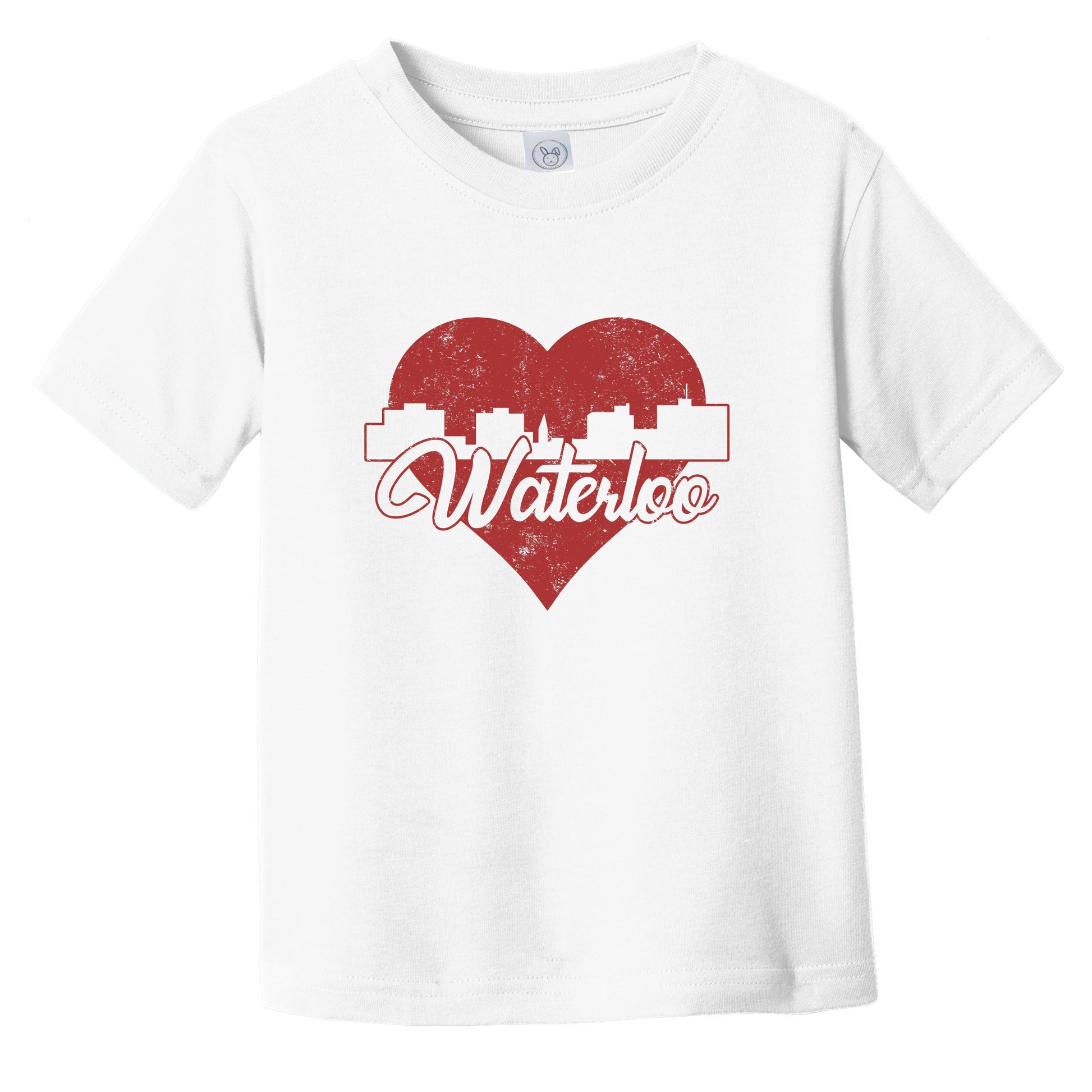 Retro Waterloo Iowa Skyline Red Heart Infant Toddler T-Shirt