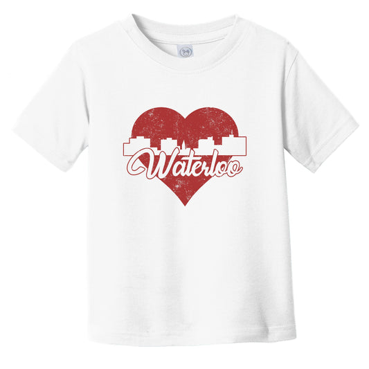 Retro Waterloo Iowa Skyline Red Heart Infant Toddler T-Shirt
