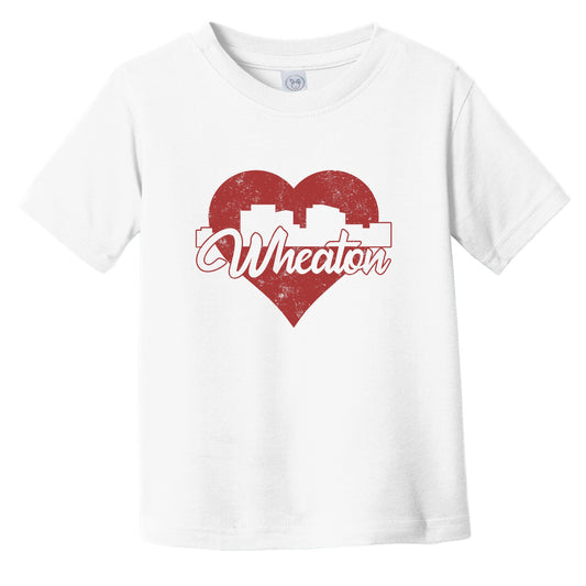 Retro Wheaton Maryland Skyline Red Heart Infant Toddler T-Shirt