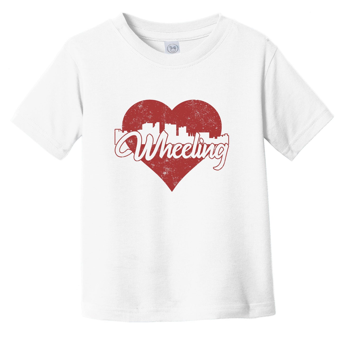 Retro Wheeling West Virginia Skyline Red Heart Infant Toddler T-Shirt