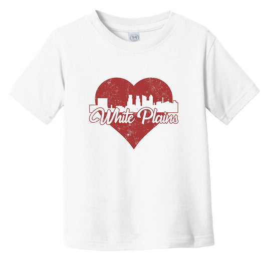 Retro White Plains New York Skyline Red Heart Infant Toddler T-Shirt