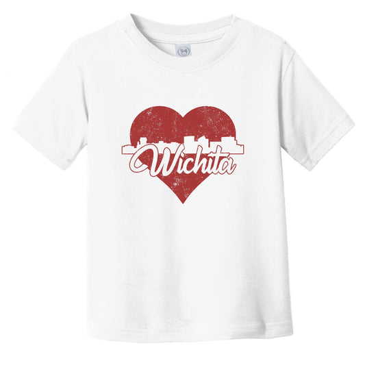 Retro Wichita Kansas Skyline Red Heart Infant Toddler T-Shirt