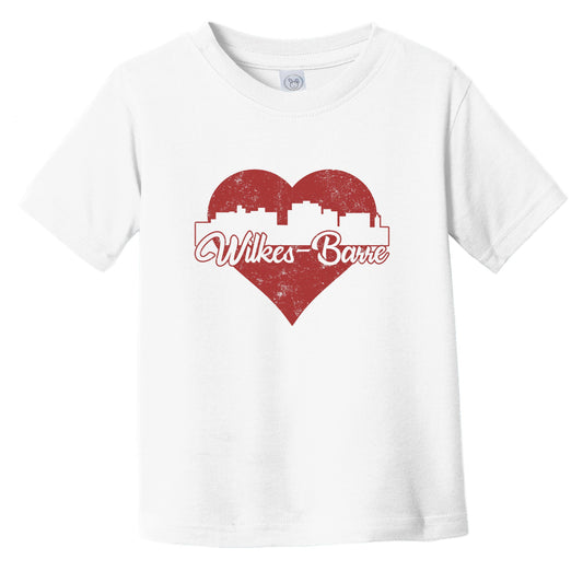 Retro Wilkes-Barre Pennsylvania Skyline Red Heart Infant Toddler T-Shirt