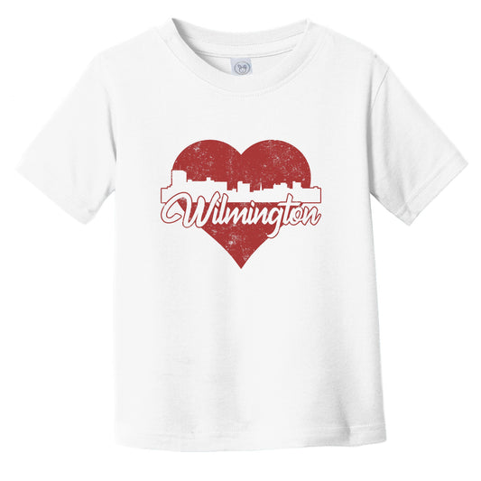 Retro Wilmington North Carolina Skyline Red Heart Infant Toddler T-Shirt