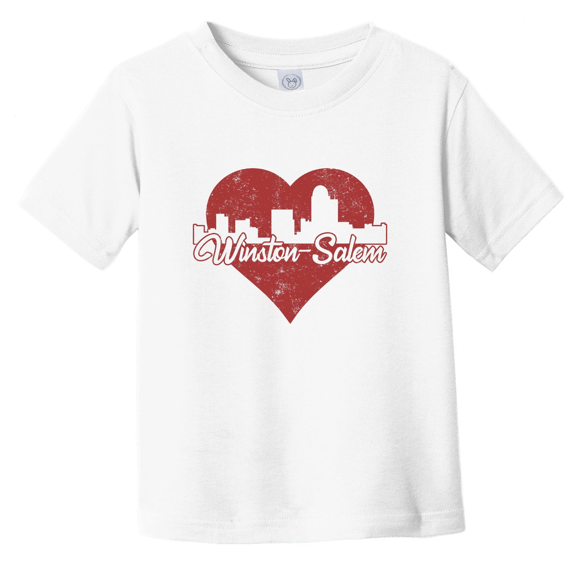 Retro Winston-Salem North Carolina Skyline Red Heart Infant Toddler T-Shirt