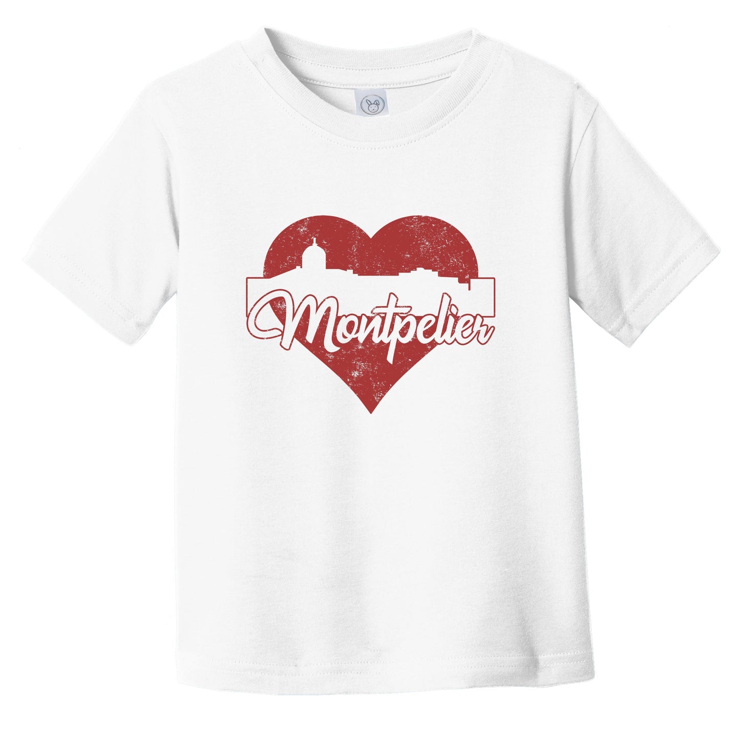 Retro Montpelier Vermont Skyline Red Heart Infant Toddler T-Shirt