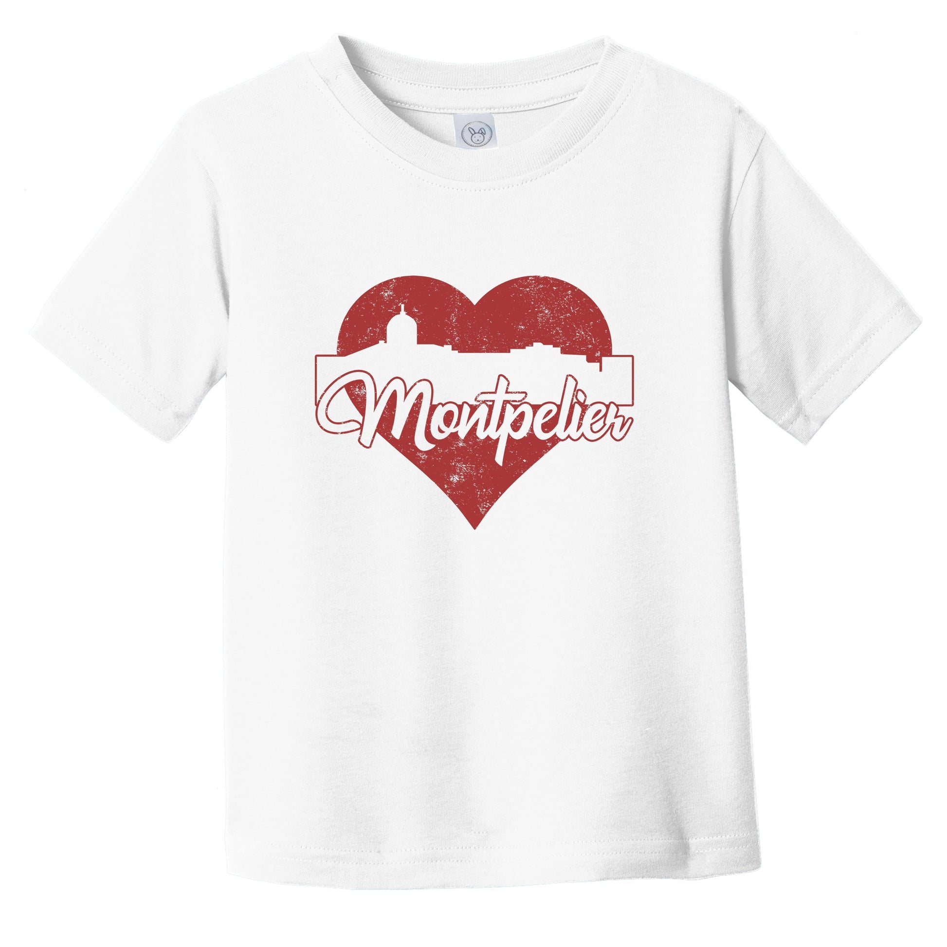 Retro Montpelier Vermont Skyline Red Heart Infant Toddler T-Shirt