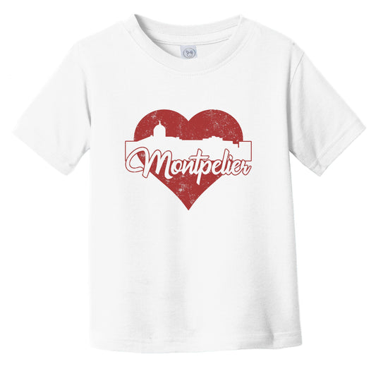 Retro Montpelier Vermont Skyline Red Heart Infant Toddler T-Shirt