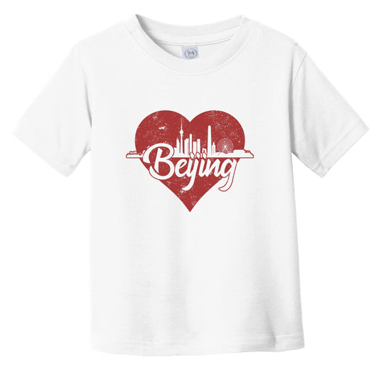 Retro Beijing China Skyline Red Heart Infant Toddler T-Shirt