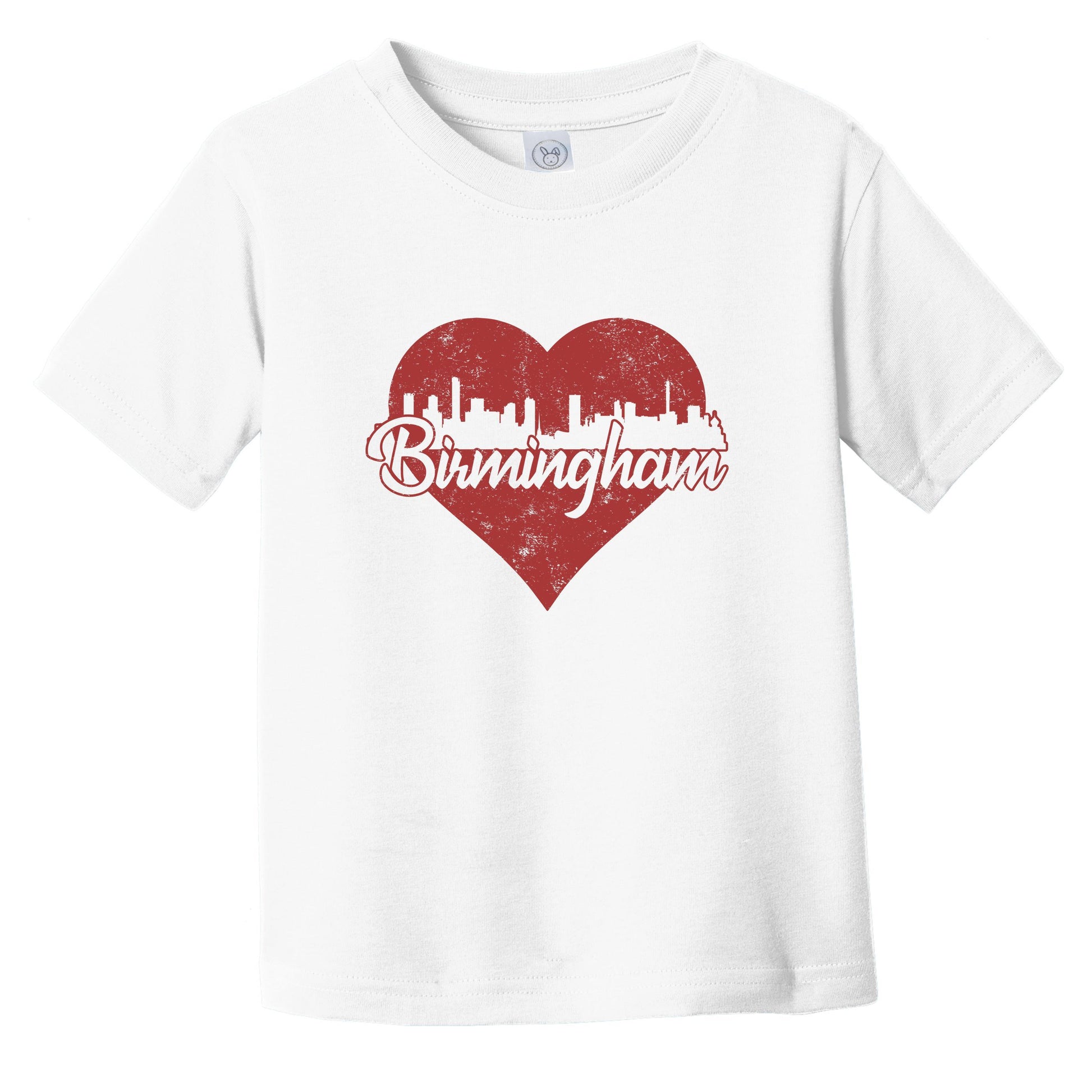 Retro Birmingham England Skyline Red Heart Infant Toddler T-Shirt